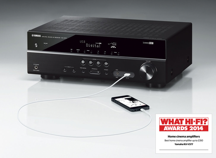 永乐国际F665.1声道家庭影院收音扩音机RX-V377 荣获2014年度What Hi-Fi?五星评价大奖